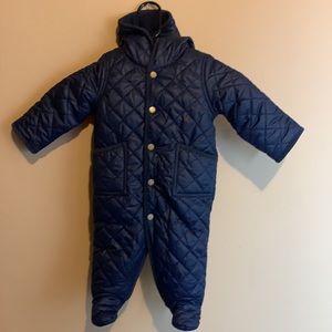 Ralph Lauren Puffer Quilted Hooded Navy Blue Onesie 6M